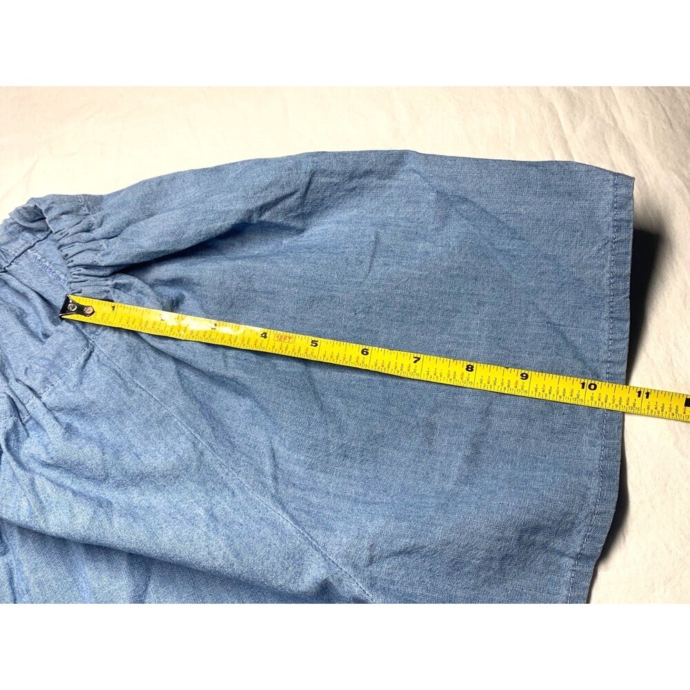 J. Crew Chambray Blue Short Puff Sleeve Blouse Women's Large NWT - Picture 6 of 10